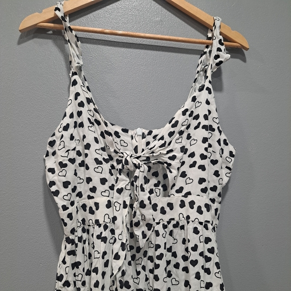 Topshop Sz‎ 6 Heartstring Tie Knot Cut Out Ruffle Maxi Dres Heart Print - Picture 3 of 5